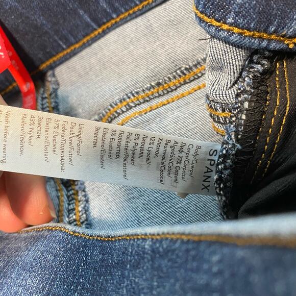 SPANX Women's Cropped Flare Denim Jeans Medium Wash Blue Small Stretch Pull On - Picture 8 of 11